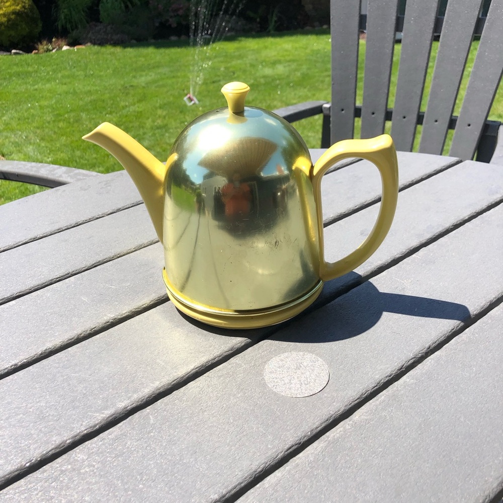 Vintage Hall pottery teapot MCM with aluminum felt lined warming cover- USA made